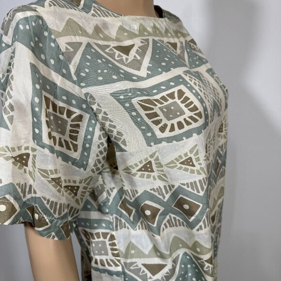 VINTAGE 80's STUNT COLLECTIONS Artsy Silk Blouse Top Women's Size M - Picture 4 of 8